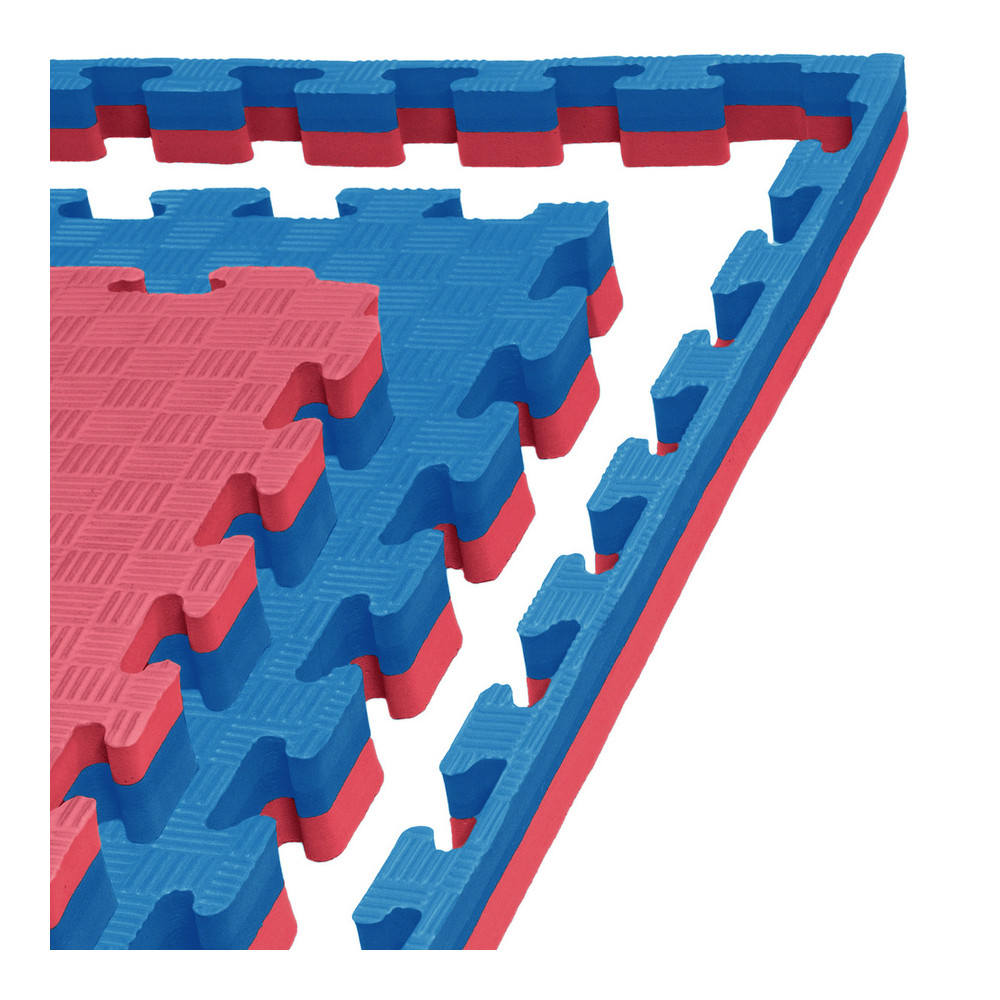 Mata puzzle piankowe 100x100x3 czerwony/niebieski