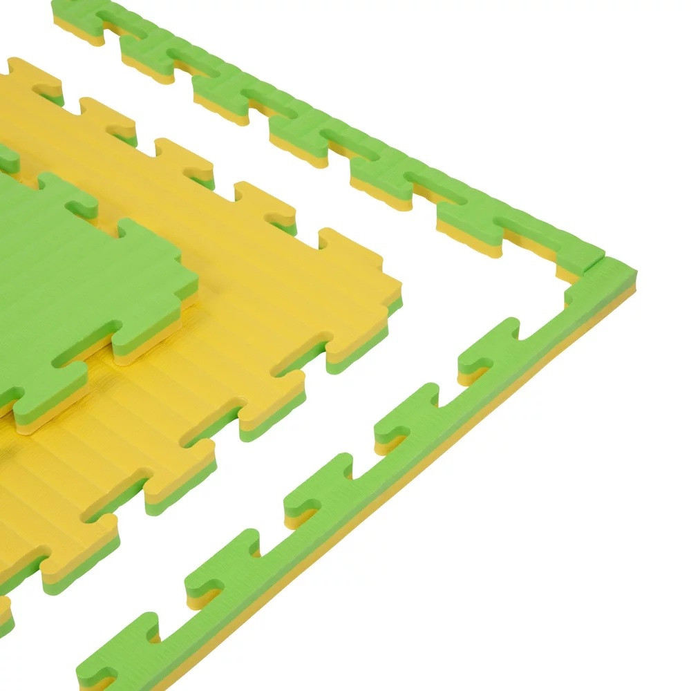 Mata puzzle piankowe 100x100x2 żółty/zielony