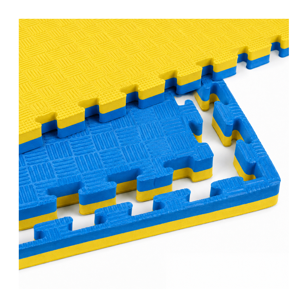 Mata puzzle piankowe 100x100x3 żółty/niebieski